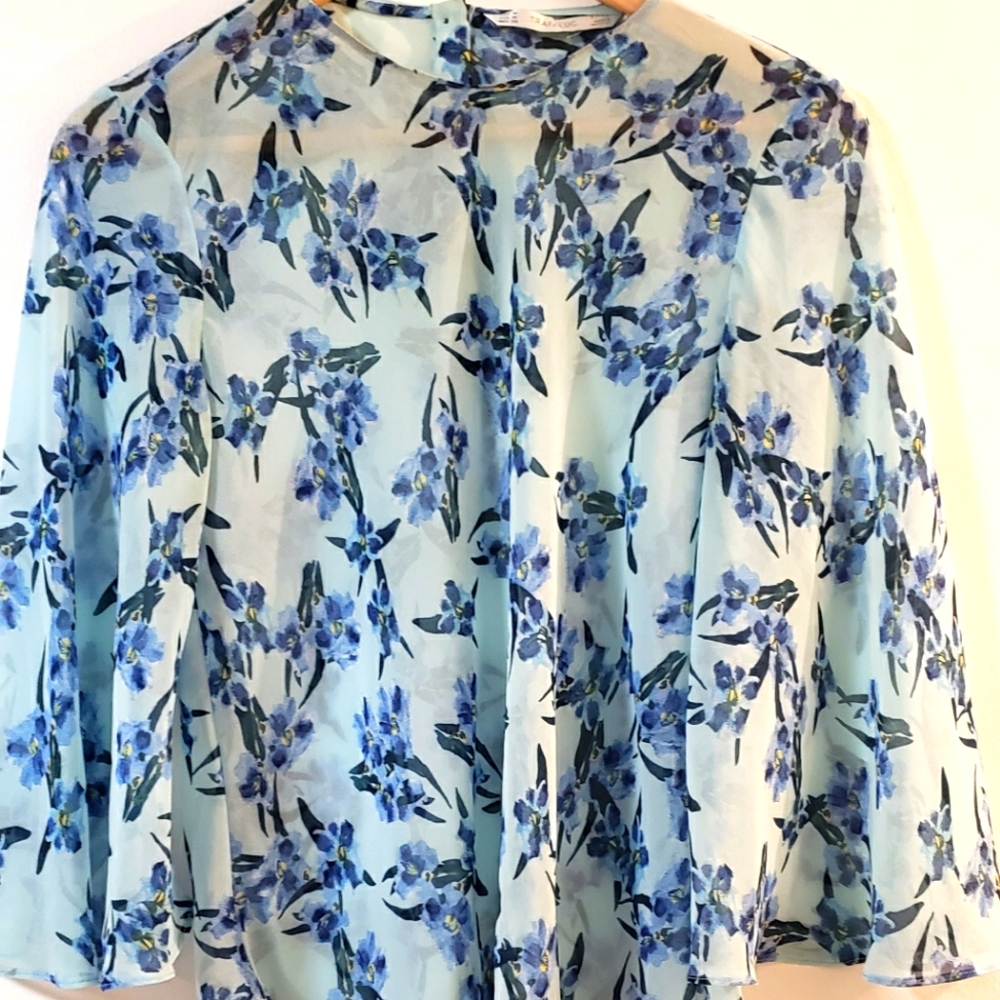 Zara Blue Floral Blouse